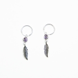 Pendientes amatista pluma